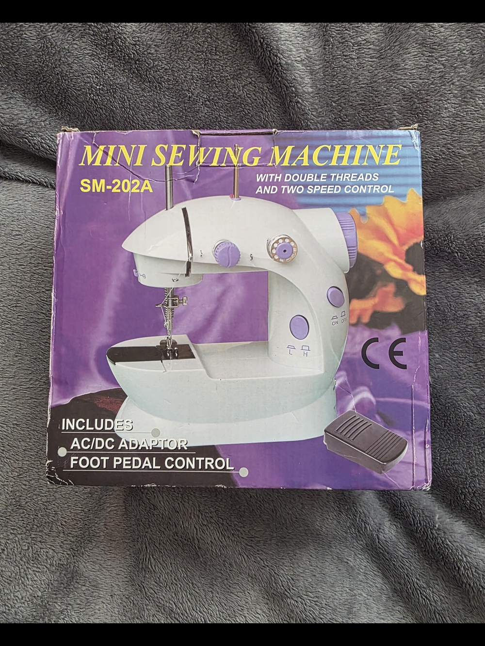 Mini Sewing Machine SM-202A in White and Purple